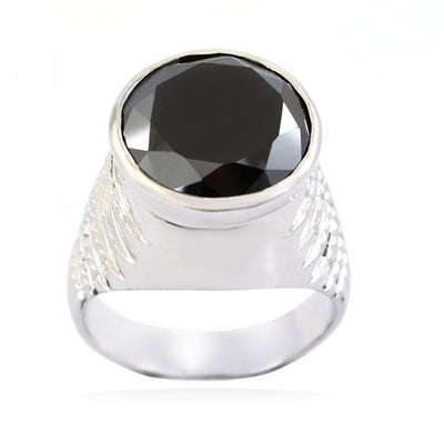 10.8 Ct Black Diamond Solitaire Ring in 925 Sterling Silver - ZeeDiamonds