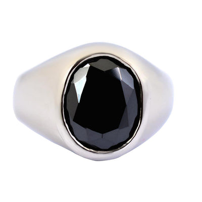 7 Ct Oval Shape Black Diamond Solitaire Ring in 925 Sterling Silver - ZeeDiamonds