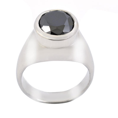 7 Ct Oval Shape Black Diamond Solitaire Ring in 925 Sterling Silver - ZeeDiamonds