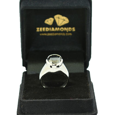 7 Ct Oval Shape Black Diamond Solitaire Ring in 925 Sterling Silver - ZeeDiamonds