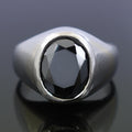 7 Ct Oval Shape Black Diamond Solitaire Ring in 925 Sterling Silver - ZeeDiamonds