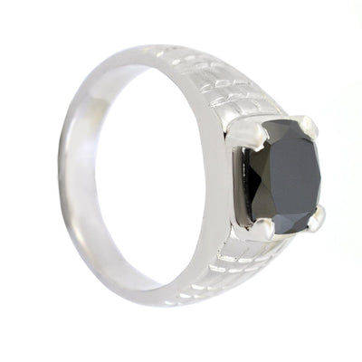 4.20 Ct AAA Certified Black Diamond Solitaire Ring in 925 Sterling Silver - ZeeDiamonds