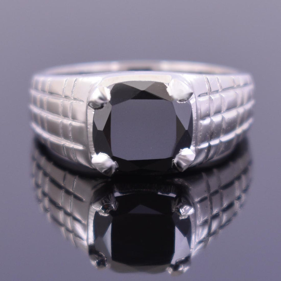 4.20 Ct AAA Certified Black Diamond Solitaire Ring in 925 Sterling Silver - ZeeDiamonds