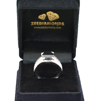 4.20 Ct AAA Certified Black Diamond Solitaire Ring in 925 Sterling Silver - ZeeDiamonds