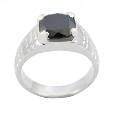 4.20 Ct AAA Certified Black Diamond Solitaire Ring in 925 Sterling Silver - ZeeDiamonds