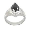 5 Ct Marquise Shape Black Diamond Solitaire Ring in 925 Sterling Silver - ZeeDiamonds