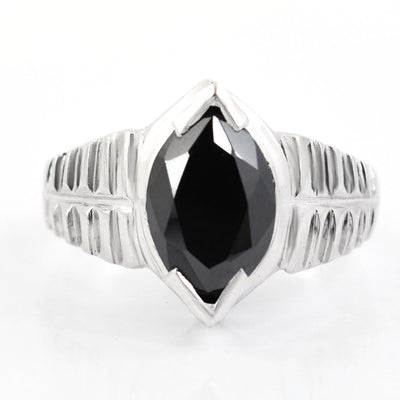 5 Ct Marquise Shape Black Diamond Solitaire Ring in 925 Sterling Silver - ZeeDiamonds