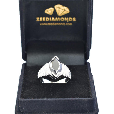 5 Ct Marquise Shape Black Diamond Solitaire Ring in 925 Sterling Silver - ZeeDiamonds