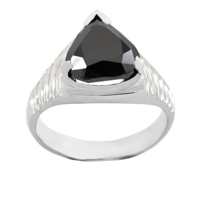 6 Ct Black Diamond Solitaire Ring in 925 Sterling Silver - ZeeDiamonds