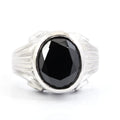 7.5 Ct Oval Shape Black Diamond Solitaire Ring in 925 Sterling Silver - ZeeDiamonds