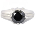 2.7 Ct Round Shape Black Diamond Solitaire Ring in 925 Sterling Silver - ZeeDiamonds