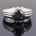 2.7 Ct Round Shape Black Diamond Solitaire Ring in 925 Sterling Silver - ZeeDiamonds