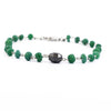 25.70 Ct Cabochon Emerald Chain Bracelet With Black Diamond Bead - ZeeDiamonds