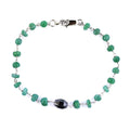 25.70 Ct Cabochon Emerald Chain Bracelet With Black Diamond Bead - ZeeDiamonds