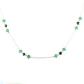 4 mm, Round Black Diamond with Emerald Beads Fancy Necklace - ZeeDiamonds