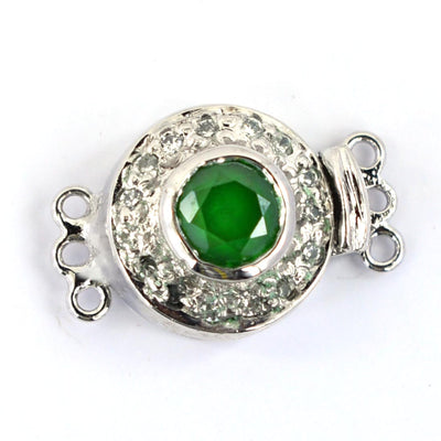 Three Row Emerald Gemstone Clasp For Making Fine Jewelry, Designer Clasps - ZeeDiamonds