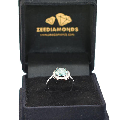 1.35 Ct Certified Blue Diamond Ring with Diamond Accents.Great Luster & Brilliance. - ZeeDiamonds