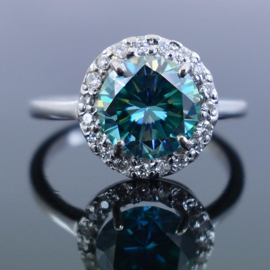 1.35 Ct Certified Blue Diamond Ring with Diamond Accents.Great Luster & Brilliance. - ZeeDiamonds