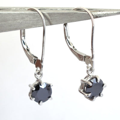 3 Ct Black Diamond Solitaire Earring In Dangler Style With 6 Prong Setting - ZeeDiamonds