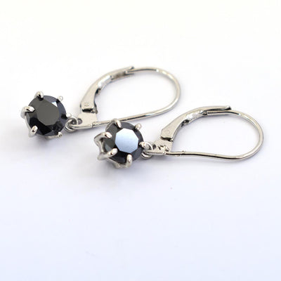 3 Ct Black Diamond Solitaire Earring In Dangler Style With 6 Prong Setting - ZeeDiamonds