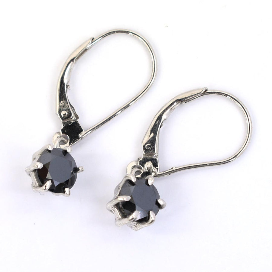 3 Ct Black Diamond Solitaire Earring In Dangler Style With 6 Prong Setting - ZeeDiamonds