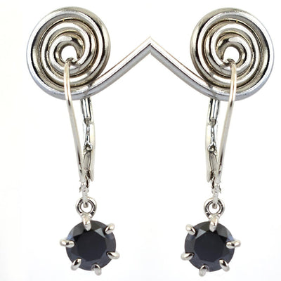 3 Ct Black Diamond Solitaire Earring In Dangler Style With 6 Prong Setting - ZeeDiamonds