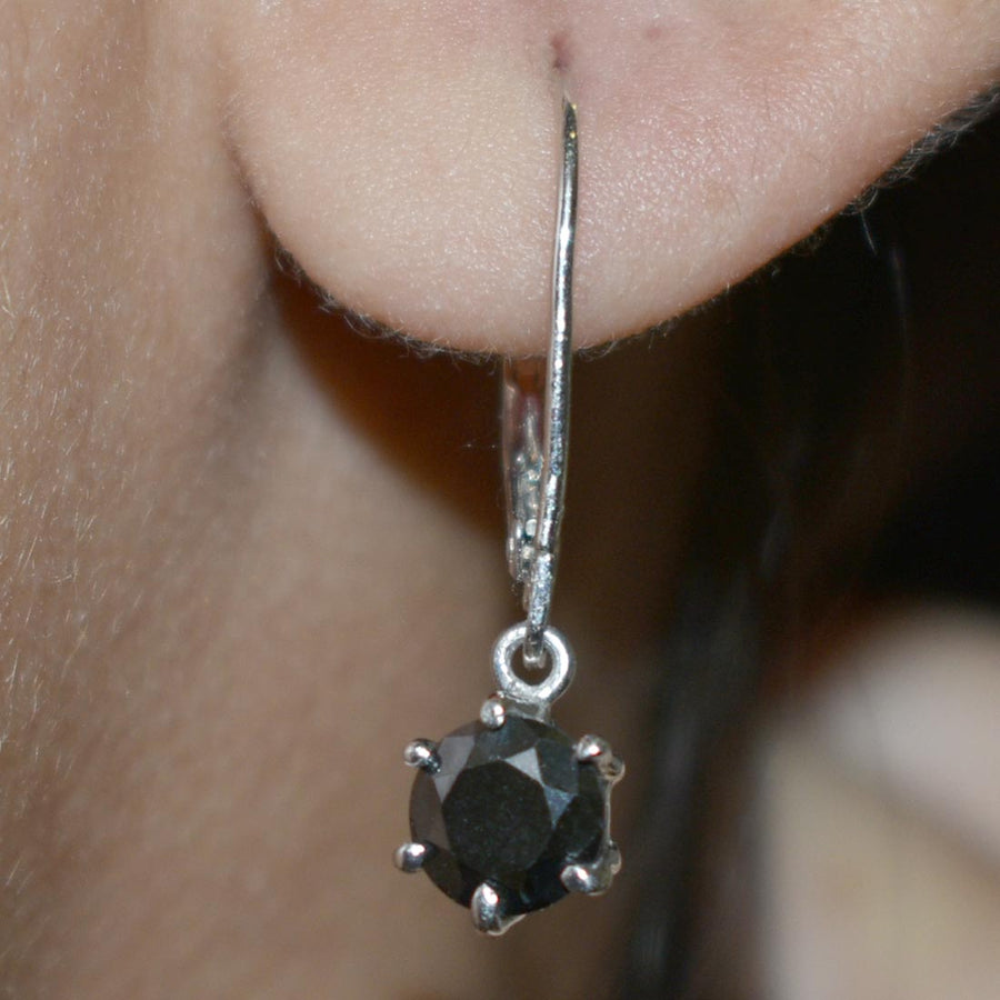 3 Ct Black Diamond Solitaire Earring In Dangler Style With 6 Prong Setting - ZeeDiamonds