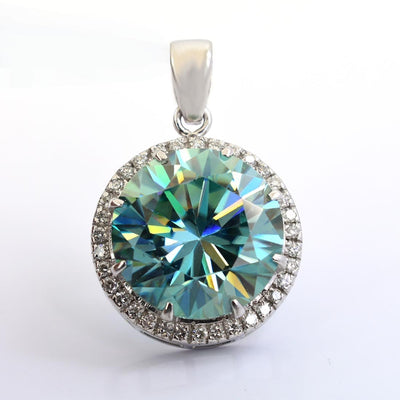 9 Ct Huge Blue Diamond Pendant with VVS White Diamond Accents - ZeeDiamonds