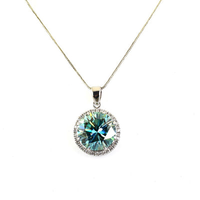 9 Ct Huge Blue Diamond Pendant with VVS White Diamond Accents - ZeeDiamonds