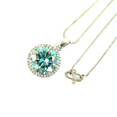 9 Ct Huge Blue Diamond Pendant with VVS White Diamond Accents - ZeeDiamonds