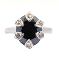5.55 Ct Black Diamond Solitaire Designer Ring with White Diamond Accents - ZeeDiamonds