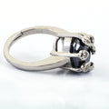 5.55 Ct Black Diamond Solitaire Designer Ring with White Diamond Accents - ZeeDiamonds