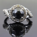 2.2 Ct Black Diamond Solitaire Ring With Diamond Accents - ZeeDiamonds