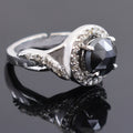 2.2 Ct Black Diamond Solitaire Ring With Diamond Accents - ZeeDiamonds