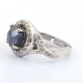 2.2 Ct Black Diamond Solitaire Ring With Diamond Accents - ZeeDiamonds