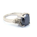 4.25 Ct Black Diamond Solitaire Cocktail Ring with Diamond Accents - ZeeDiamonds