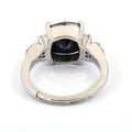 4.25 Ct Black Diamond Solitaire Cocktail Ring with Diamond Accents - ZeeDiamonds