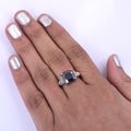 4.5 Ct, Cushion Shape Black Diamond Ring With Diamond Accents - ZeeDiamonds