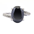 5 Ct Black Diamond Solitaire Ring With Diamond Accents - ZeeDiamonds