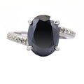 5.15 Ct Oval Cut Black Diamond with Diamond Accents Designer Ring - ZeeDiamonds