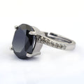 5 Ct Black Diamond Solitaire Ring With Diamond Accents - ZeeDiamonds