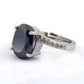 5.15 Ct Oval Cut Black Diamond with Diamond Accents Designer Ring - ZeeDiamonds