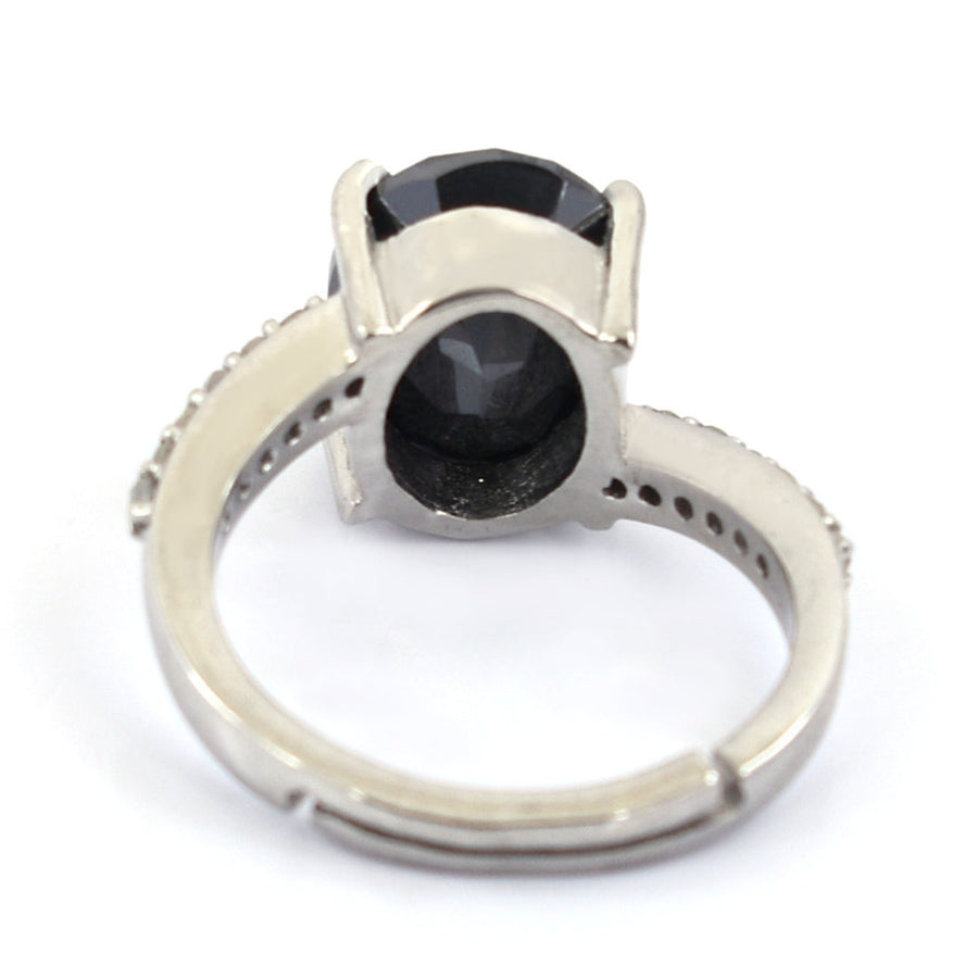 5 Ct Black Diamond Solitaire Ring With Diamond Accents - ZeeDiamonds