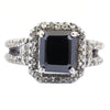 2.50 Ct, Radiant Shape Black Diamond Wedding Ring With Diamond Accents, Amazing Collection & Great Shine