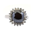 4.25 Ct Black Diamond Solitaire Designer Ring with Diamond Accents - ZeeDiamonds