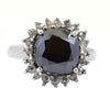 4 Ct, Cushion Cut Black Diamond Ring With Diamond Accents - ZeeDiamonds