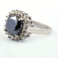 4.25 Ct Black Diamond Solitaire Designer Ring with Diamond Accents - ZeeDiamonds