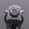 4.25 Ct Black Diamond Solitaire Designer Ring with Diamond Accents - ZeeDiamonds