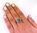 4 Ct, Cushion Cut Black Diamond Ring With Diamond Accents - ZeeDiamonds