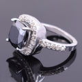 4.50 Ct Certified Black Diamond Solitaire Designer Ring with Diamond Accents - ZeeDiamonds